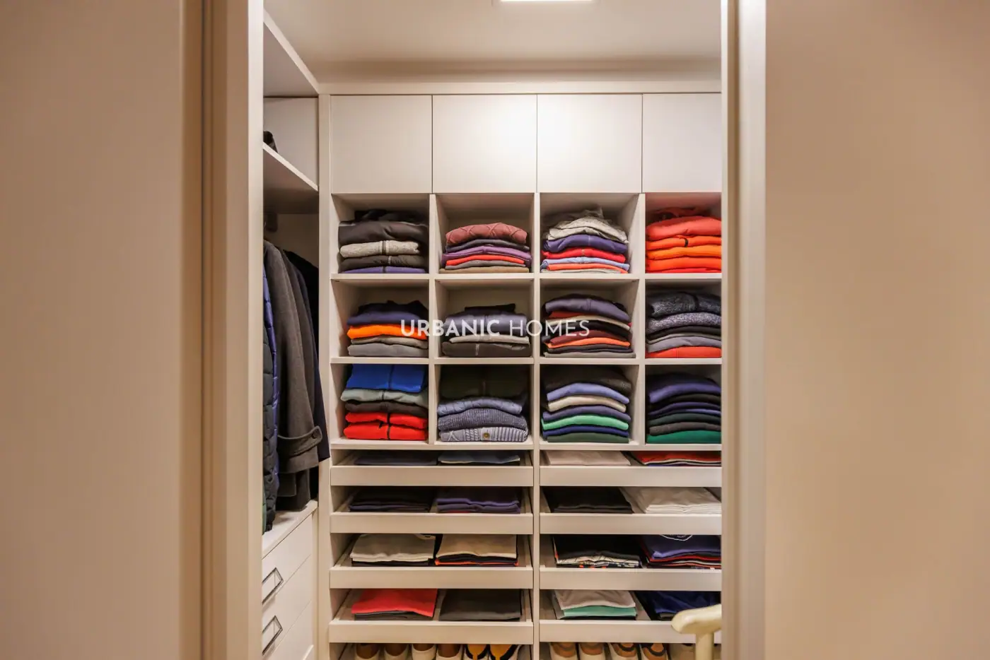 Prateleiras organizadas do closet